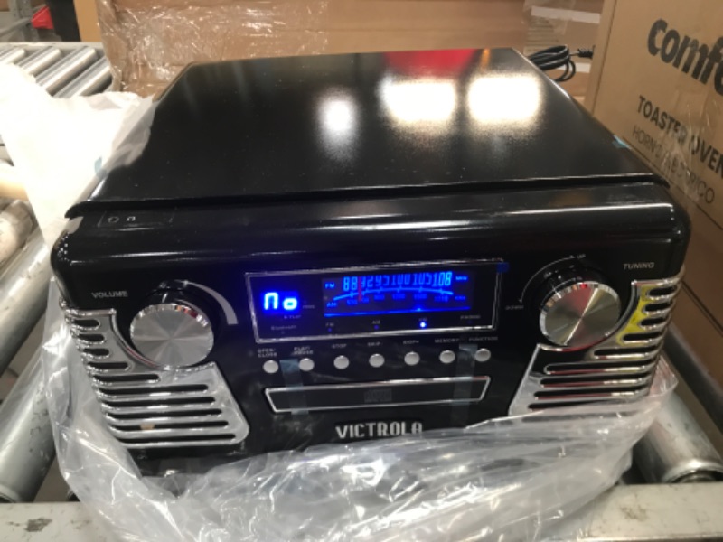 Photo 2 of Victrola 50's Retro Bluetooth Record Player & Multimedia Center with Built-in Speakers - 3-Speed Turntable, CD Player, AM/FM Radio | Vinyl to MP3 Recording | Wireless Music Streaming | Black
