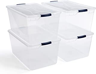 Photo 1 of Rubbermaid Cleverstore Clear Plastic Storage Bins with Lids, 95 Qt-4 Pack, 4 Count
