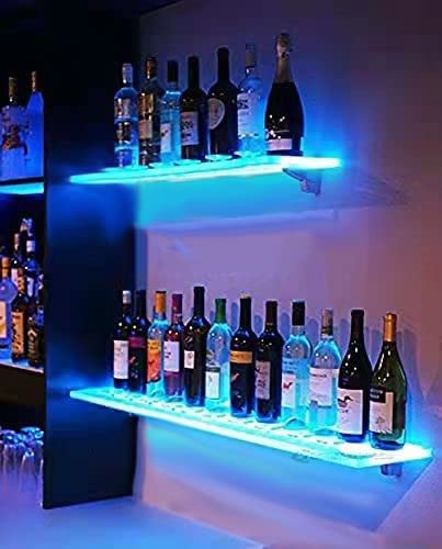 Photo 1 of Liquor Bottle Display Shelf, 2 PCS Bar Shelves for Liquor Bottles 31.5 in Led Bar Shelf Floating Lighted LED Shelves Commercial Illuminated Bar Home Wall Mounted Racks with Remote Control
