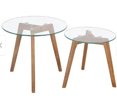 Photo 1 of Adina Round Wood/Tempered Glass Nesting Coffee Table ( Set of 2 )
