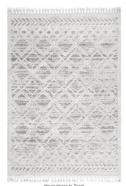 Photo 1 of Ansley Textured Lattice Tassel Beige 7 ft. 10 in. x 10 ft. 10 in. Area Rug
