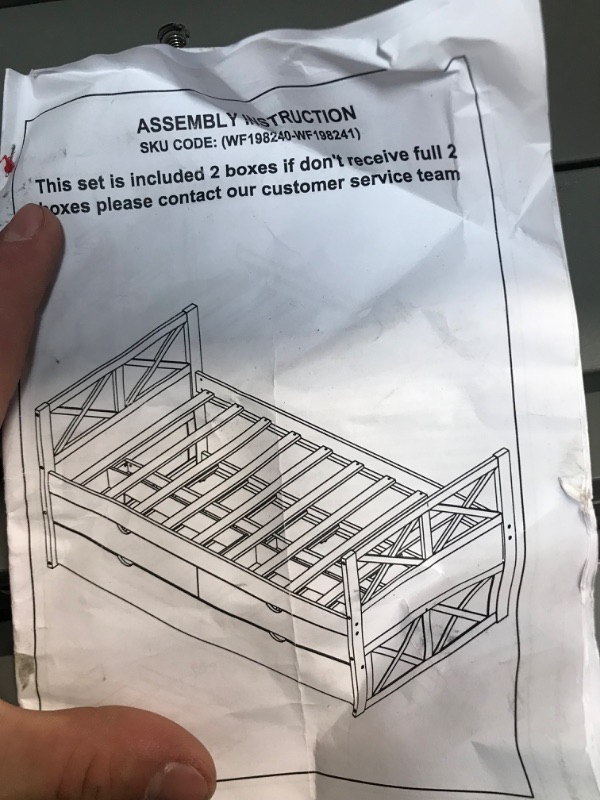 Photo 3 of **INCOMPLETE**- BOX 2 OF 2**- GLORHOME Twin Platform Bed,Multifunctional Wood Storage DayBed Sofa Bed Frame with Trundle and Two Drawers for Living Room Bedroom, Grey
