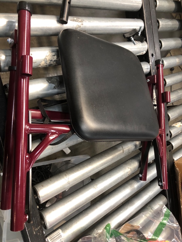 Photo 2 of **MISSING HARDWARE** Medline Steel Rollator Walker Burgundy 350 lbs Capacity