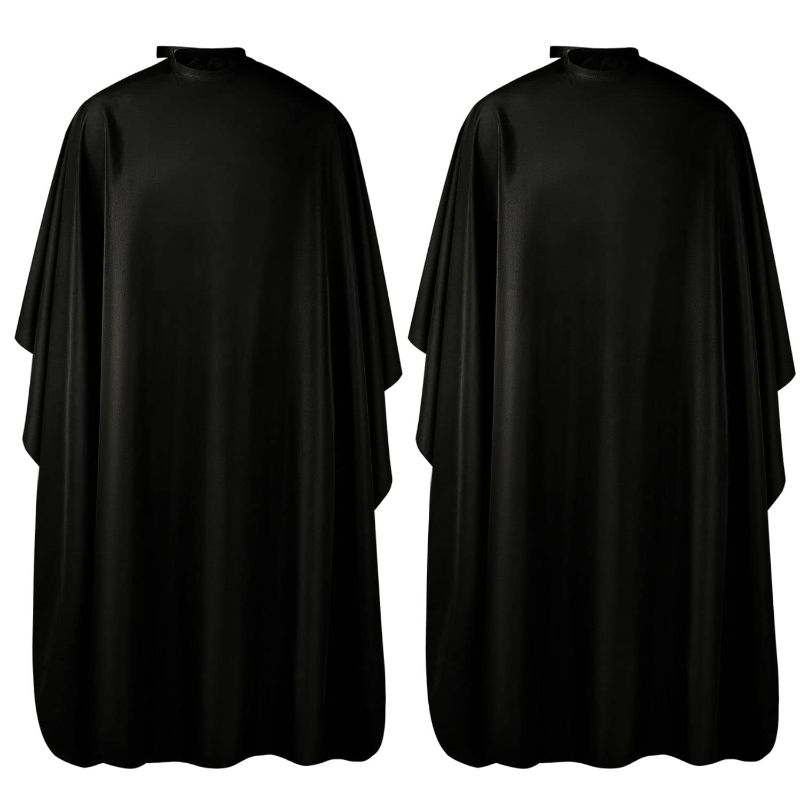 Photo 1 of Lilexo Barber Cape - Professional Large Hair Cutting Cape with Snap Closure, 66"x57" Unisex Adults Black Haircut Salon Cape; Water Resistant Hairdressing Styling Cape for Hair Stylist & Home - 2 Pack
