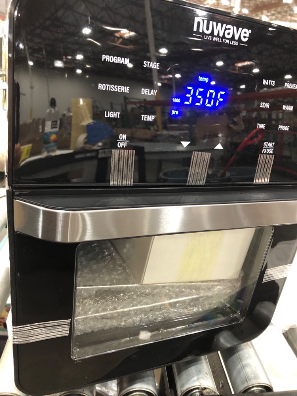Photo 2 of **TESTED** NUWAVE Brio Air Fryer Smart Oven, 15.5-Qt X-Large Family Size, Countertop Convection Rotisserie Grill Combo, Non-Stick Drip Tray, Stainless Steel Rotisserie Basket. 15.5QT Brio