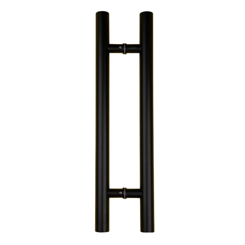 Photo 1 of **MISSING HARDWARE** Ranbo 48 inches Solid Standoffs Heavy-Duty Commercial Grade-304 Stainless Steel Push Pull Door Handle/Barn Door Pull Handle/Glass Pulls, Matte Black Finish (48 inch)