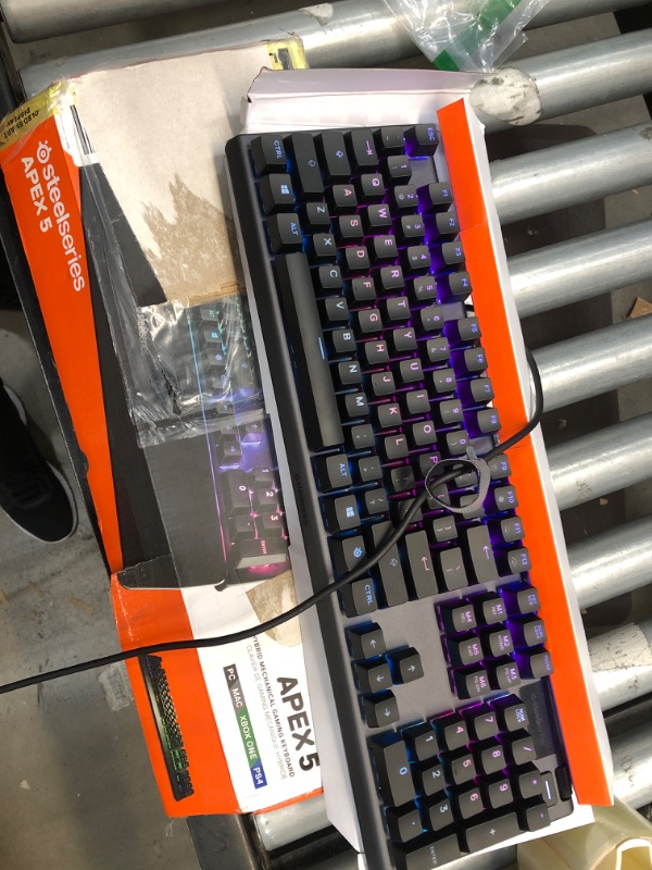 Photo 2 of SteelSeries Apex 5 Hybrid Mechanical Gaming Keyboard – Per-Key RGB Illumination – Aircraft Grade Aluminum Alloy Frame – OLED Smart Display (Hybrid Blue Switch) Hybrid Blue – Tactile & Clicky Apex 5