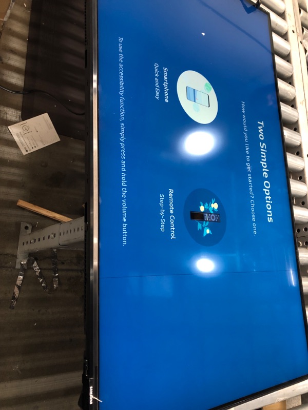 Photo 1 of **LINE ON SCREEN**SAMSUNG 43-Inch Class Crystal 4K UHD AU8000 Series HDR, 3 HDMI Ports, Motion Xcelerator, Tap View, PC on TV, Q Symphony, Smart TV with Alexa Built-In (UN43AU8000FXZA, 2021 Model)
