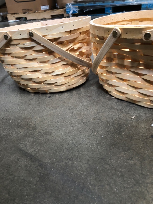 Photo 1 of 2 round woven baskets - some damage 