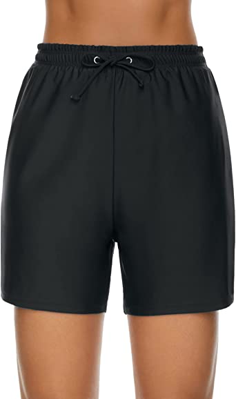 Photo 1 of Bonneuitbebe Women's Swim Shorts High Waisted UPF50+ Bathing Suit Board Shorts Drawstring Waistband Swimsuit Bikini Bottoms (3XL)
