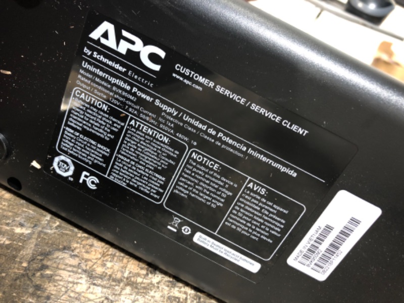 Photo 3 of APC Back-UPS BVK950M2 - UPS - 2 USB Charging Ports - AC 120 V - 480 Watt - 950 VA - 9 Ah - USB - Output Connectors: 6 - Black
