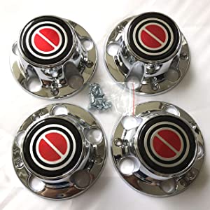 Photo 1 of 1980-1996 FORD F150 BRONCO VAN Chrome Wheel Hub Center Caps RED Center 4 PCS
