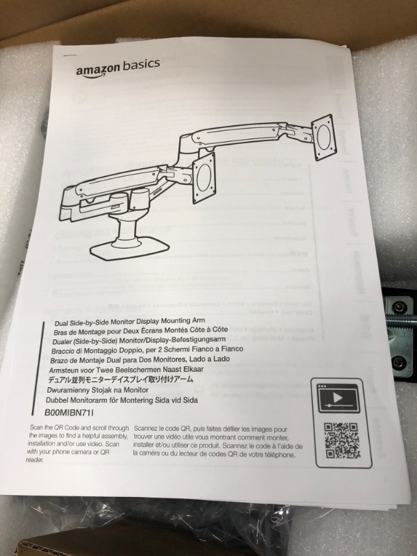 Photo 3 of AmazonBasics Premium Dual Monitor Stand - Lift Engine Arm Mount, Aluminum