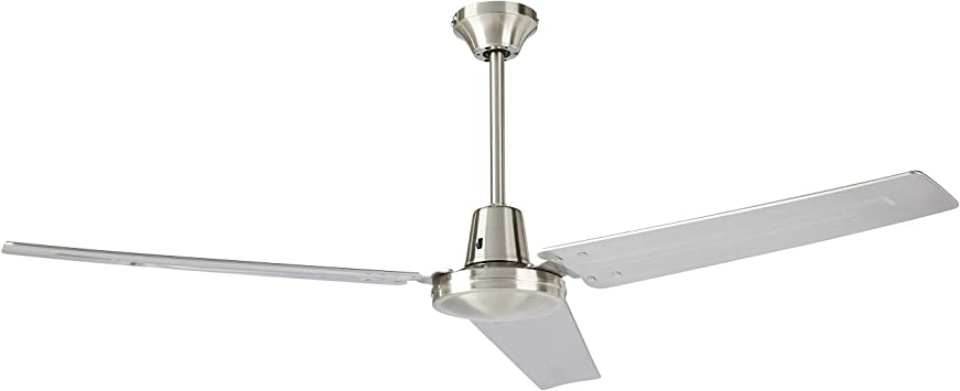 Photo 1 of Amazon Basics 56-Inch Industrial Style Ceiling Fan - Includes Wall Control - Three Steel Blades, Brush Nickel Finish