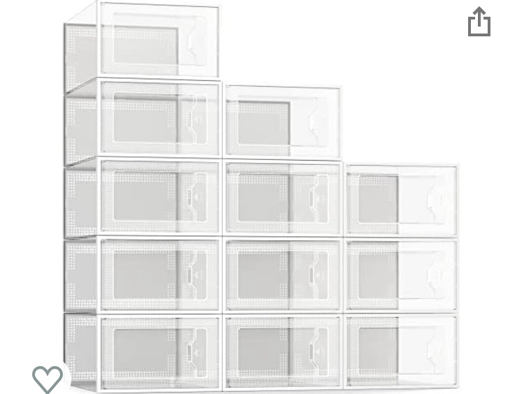 Photo 1 of SEESPRING 12 Pack Shoe Storage Box, Clear Plastic Stackable Shoe Organizer for Closet, Space Saving Foldable Shoe Sneaker Containers Bins Holders