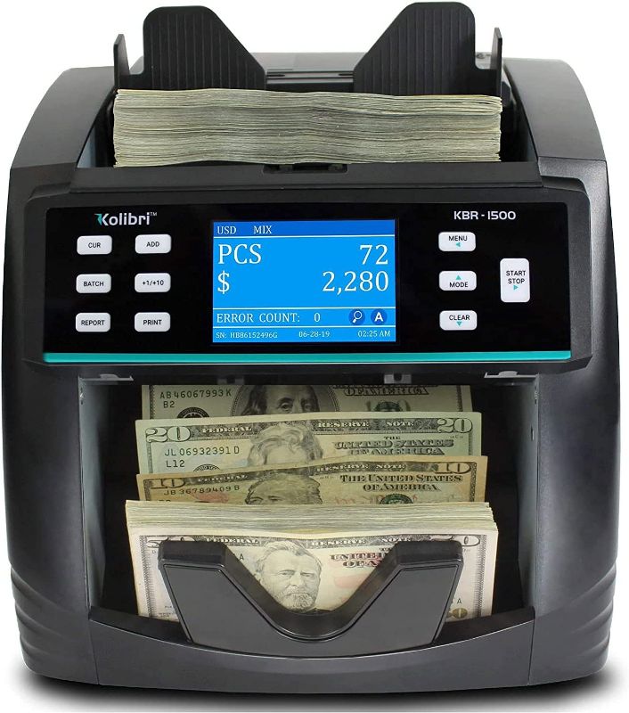 Photo 1 of Kolibri All-in-One Best Value Bank Grade Mixed Bill Money Counter Machine, Counterfeit Detection, Mixed Currency Counter. 3-Year Warranty US Company and Support Team
