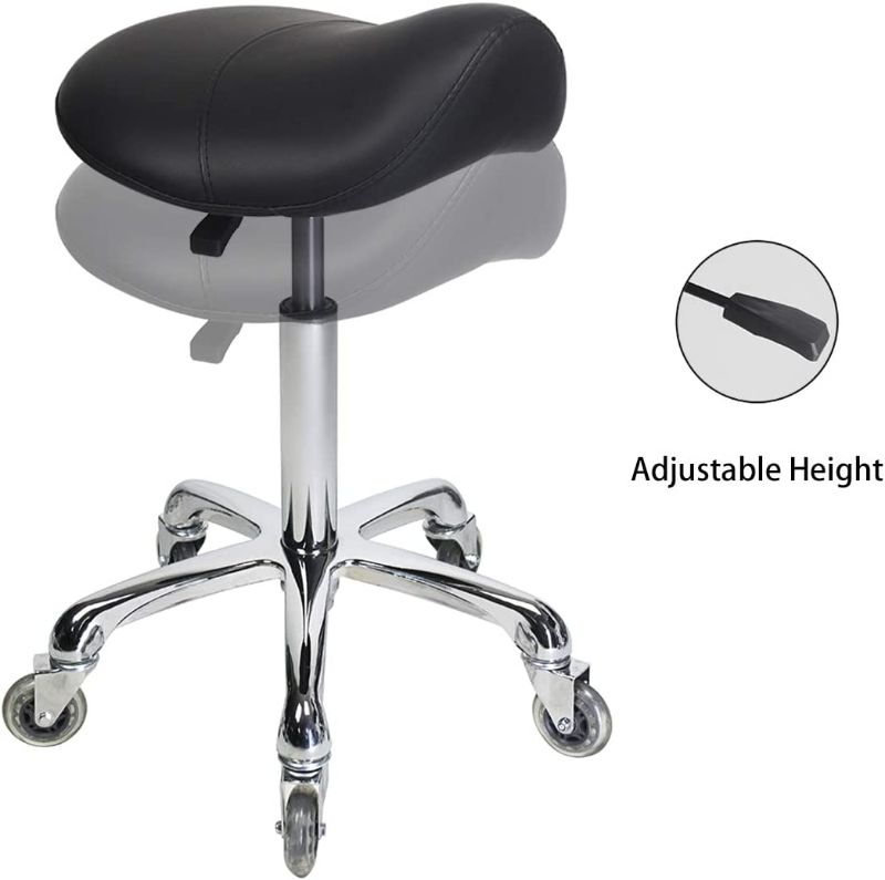 Photo 1 of Saddle Stool Rolling Ergonomic Swivel Chair for Dental Office Massage Clinic Spa Salon,Adjustable Hydraulic Stool with Wheels (Without Backrest, Black)
