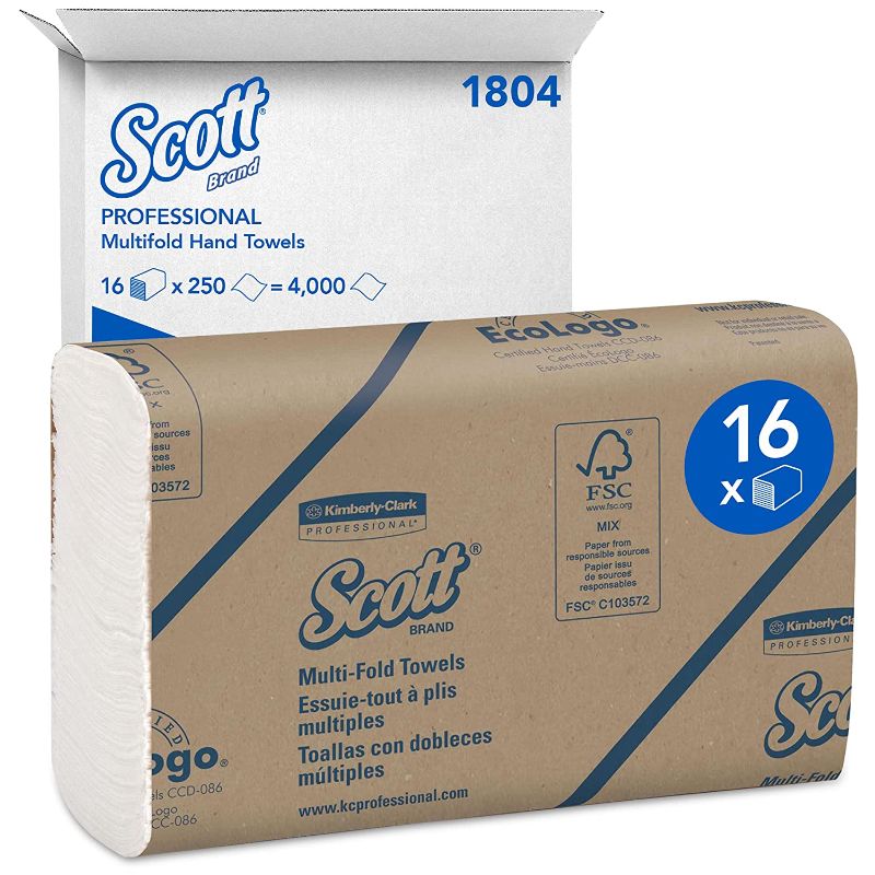 Photo 1 of Scott Essential Multifold Paper Towels (01804) with Fast-Drying Absorbency Pockets, White, 16 Packs / Case, 250 Multifold Towels / Pack
