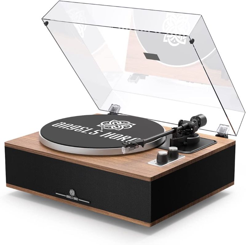 Photo 1 of ANGELS HORN Vinyl Record Player, Bluetooth Turntable with Built in Speakers Phono Preamp, High Fidelity Turntables for Vinyl Records with Magnetic Cartridge AT-3600L, Belt Drive 2-Speed
