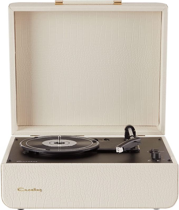 Photo 1 of Crosley CR6255A-CC Mercury Vintage 3-Speed Bluetooth in/Out Turntable with Built-in Speakers, Cream Crocodile
