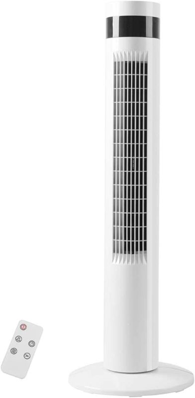 Photo 1 of R.W.FLAME White 35" Tower Fan with Remote Control, 3 Modes, LED Display,Oscillation,Portable Floor Bladeless Fan for Bedroom Living Rooms Home Office, White
