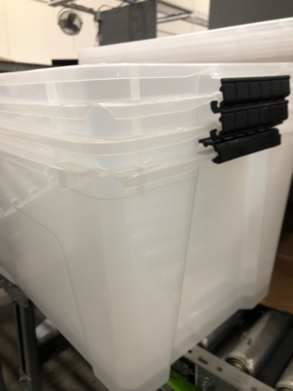 Photo 3 of 4  IRIS USA 72 Qt. Plastic Storage Bin Tote Organizing Container with Durable Lid and Secure Latching Buckles