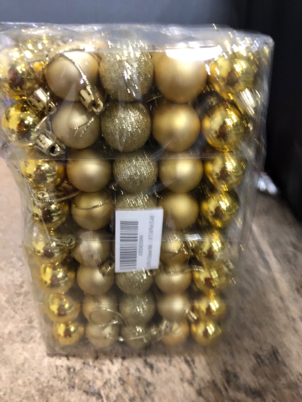 Photo 2 of 160 Pcs Christmas Balls Ornaments for Xmas Tree - Shatterproof Christmas Tree Decorations Small Hanging Ball 1.18" X 160 Pack (Gold)