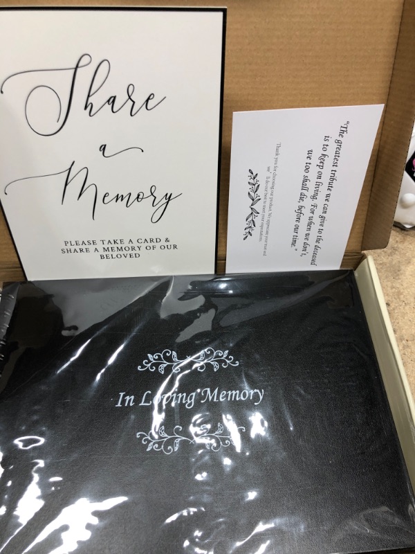 Photo 1 of Fablus in Loving Memory Funeral Guest Book, Memorial Service Guest Book, Include 1 Table Card and Signing Pen with Stand, 40 Share a Memory Cards,11.7"x8.3"Guest Book