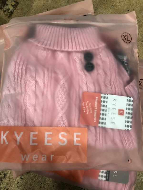 Photo 2 of KYEESE Dog Sweaters with Leash Hole Dog Turtleneck Sweater Knitwear with Gingham Warm Pet Coat for Fall Winter xl