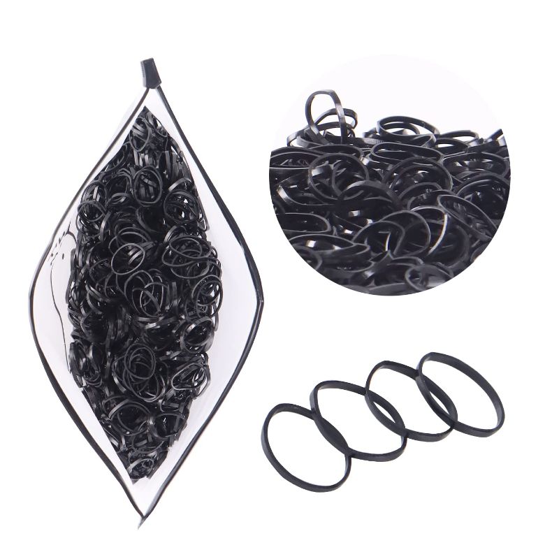 Photo 1 of 3 pk- Black Hair Elastic Bands, 1200pcs Disposable Non-slip Rubber Hair Bands, MAZBFF Ponytail Holders Hair Styling Accessories Tools Soft Hair Elastics Ties Bands