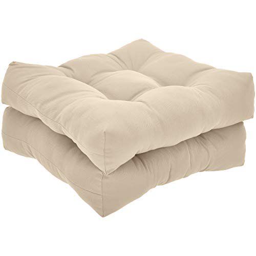 Photo 1 of Basics Tufted Outdoor Seat Patio Cushion - Pack of 2 19 X 19 X 5 Inches Khaki
