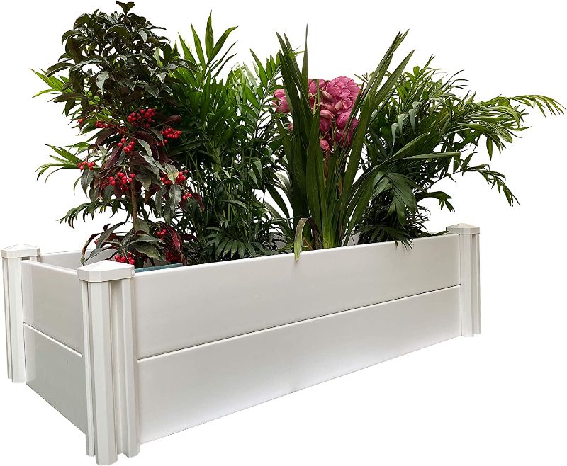 Photo 1 of 4' x 2' Vinyl Raised Garden Bed Screwless Planter Box for Gardening, Whelping Pen and More
