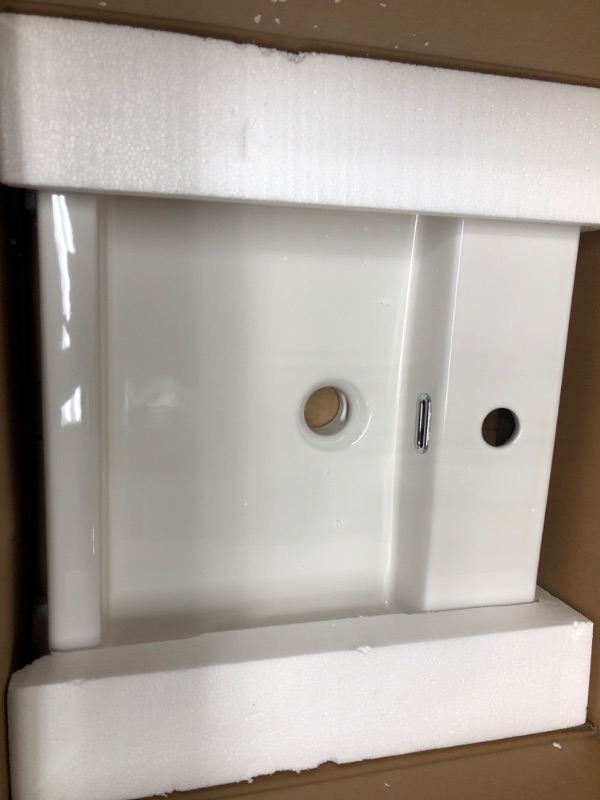 Photo 2 of AMASHEN 19 Inch Bathroom Vessel Sink with Faucet Hole and Overflow Rectangular Ceramic Porcelain Bathroom Vanity Above Counter Basin 19" x 17"
