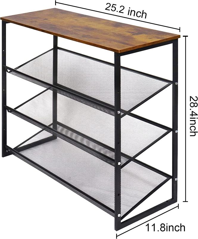 Photo 1 of 4-Tiers Shoe Storage Freestanding Organizer Modern 25.2 in Tilting Adjustable Shoe Rack, Stable, Durable for High Heels, Entryways, Hallways, Closets, Dormitory Rooms, Industrial, Brown  Garden 4 you