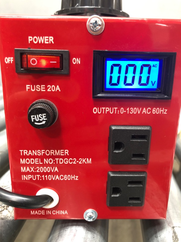 Photo 2 of 2KVA 20A Variac Variable Transformer 0-130V Output Variable AC Voltage Regulator
