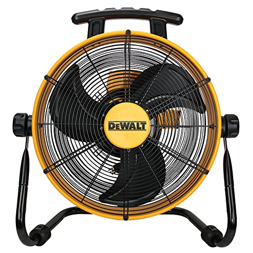 Photo 1 of **motor turns on, fan blades do not move**nonfunctional**
DEWALT Industrial Floor Fan, 18 Inch Drum Fan, 3-Speed Heavy Duty Air Circulator with Adjustable Tilt, Model: DXF1840 , Yellow
