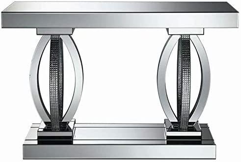 Photo 1 of **incomplete**table legs only**
Coaster Home Furnishings Rectangular Shelf Clear Mirror Sofa Table, Silver
