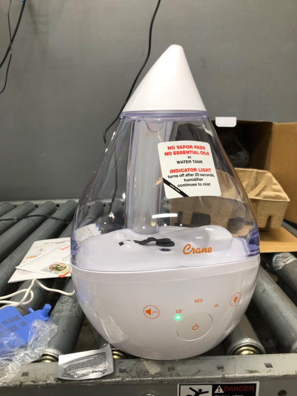 Photo 2 of 1 Gal. Top Fill Drop Cool Mist Humidifier with Sound Machine for Medium to Large Rooms up to 500 sq. ft. - Clear/White