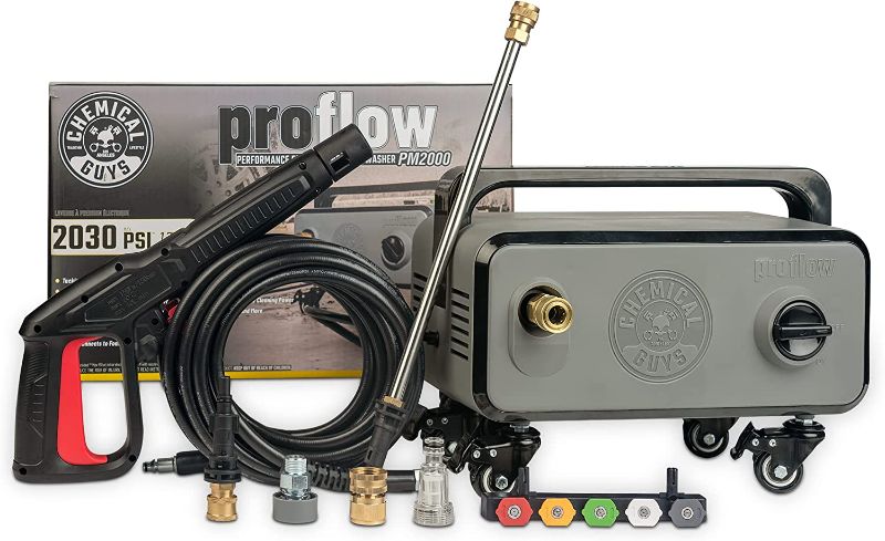 Photo 1 of **SEE NOTE-PARTS ONLY*** Chemical Guys EQP408 ProFlow Performance Electric Pressure Washer PM2000, 14.5-Amp Motor 2030 Max PSI, 1.77 GPM, Includes 5 Full Range QC Tips, Cleans Cars, Patios, Driveways, Homes and More , Gray

