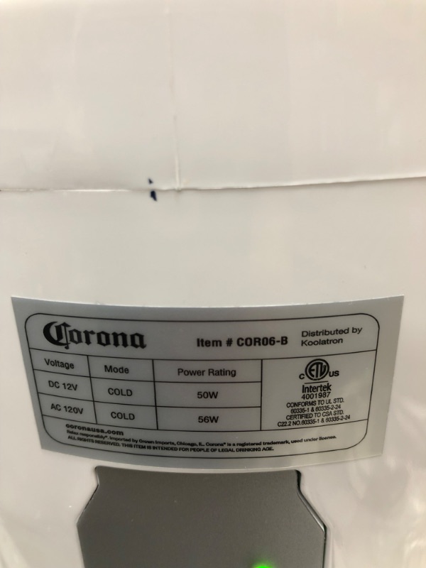 Photo 4 of Corona Extra Portable Mini Cooler with 8 Can Capacity - Corona Cooler with Thermoelectric Technology - Includes Removable Shelf