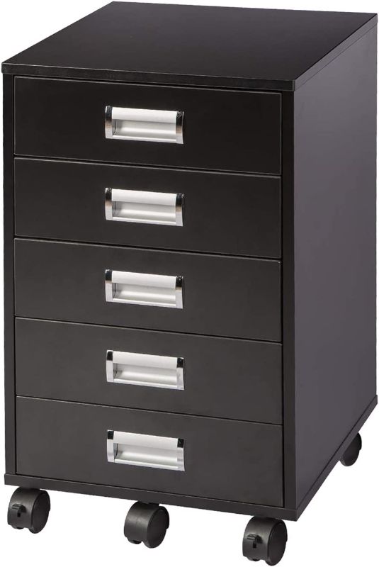 Photo 1 of TOPSKY 5 Drawer Mobile Cabinet Fully Assembled Except Casters Built-in Handle (Black) - 16.22"D x 16.22"W x 25.28"H

