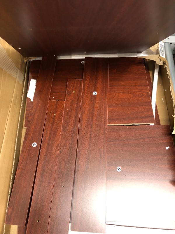Photo 1 of SHW Home Office Computer Desk with Shelves, Cherry.
