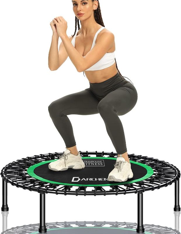 Photo 1 of Darchen 450 lbs Mini Trampoline for Adults, Indoor Small Rebounder Exercise Trampoline for Workout Fitness for Quiet and Safely Cushioned Bounce, [40 Inch]