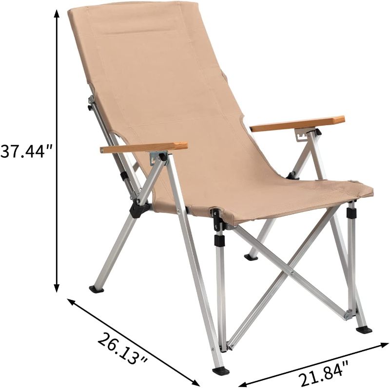 Photo 1 of 
MATICO Large Size Folding Chair with Armrest, Back Adjustment Lazy Chair for Indoor and Outdoor Use, High Back Folding Camping Chair