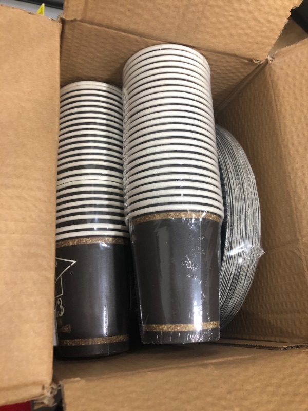 Photo 1 of 200PCS Graduation Paper Plates and Napkins Cups Class of 2023 Plates, Black and Gold Congrats Grad Party Decorations Supplies Disposable Plates Dinnerware Set for Meal Dessert Cake Black,Gold
