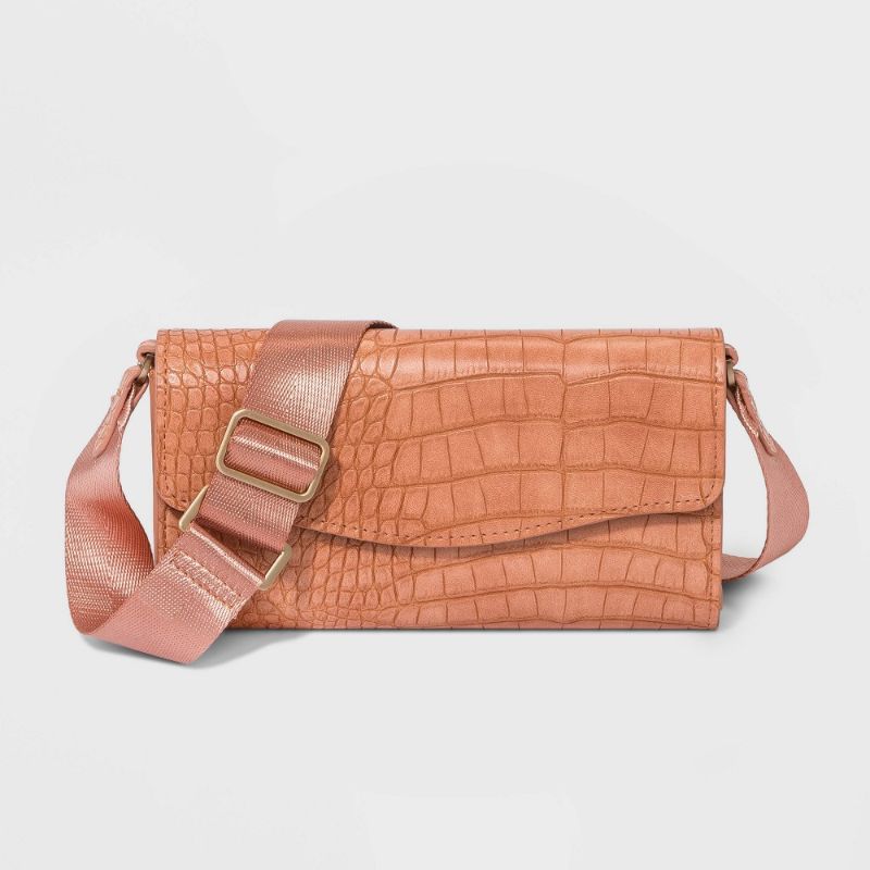 Photo 1 of Alligator Print Flap Crossbody Bag - a New Day™ Coral Orange
