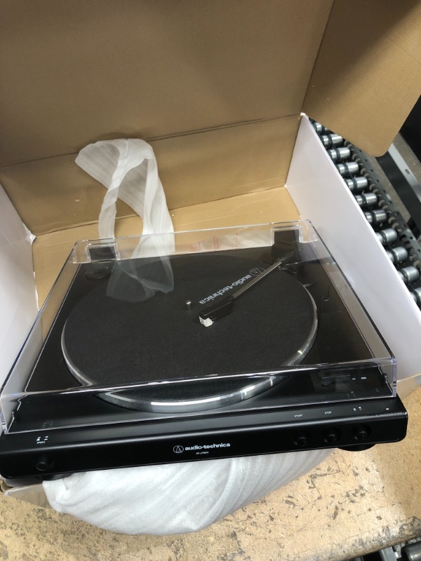 Photo 2 of Audio-Technica AT-LP60X-BK Fully Automatic Belt-Drive Stereo Turntable Black, Hi-Fi, 2 Speed, Dust Cover, Anti-Resonance, Die-Cast Aluminum Platter