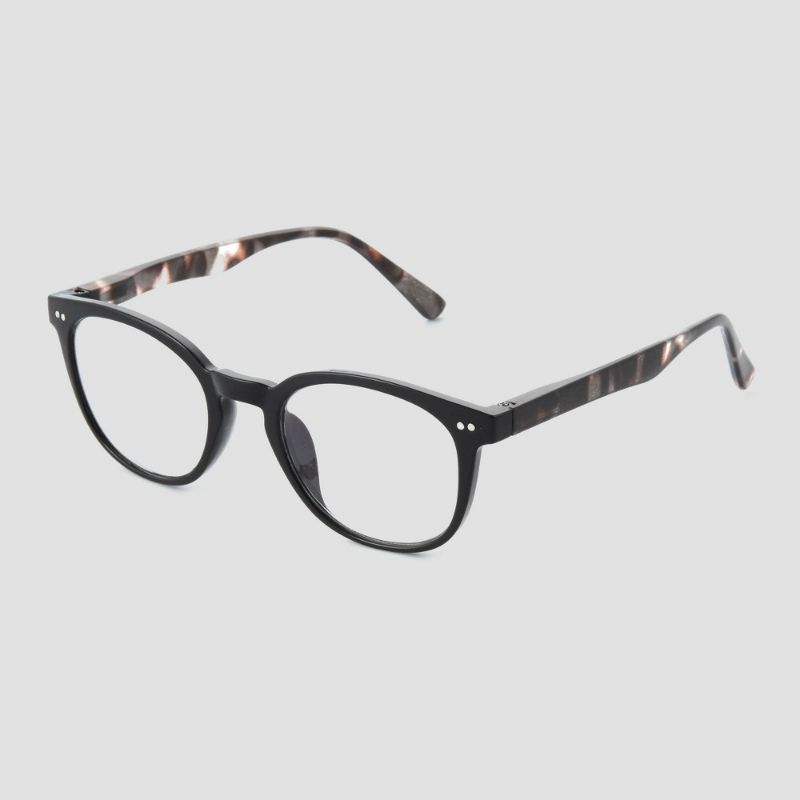 Photo 1 of Women's Shiny Plastic Round Blue Light Filtering Glasses - Universal Thread Black Wash
