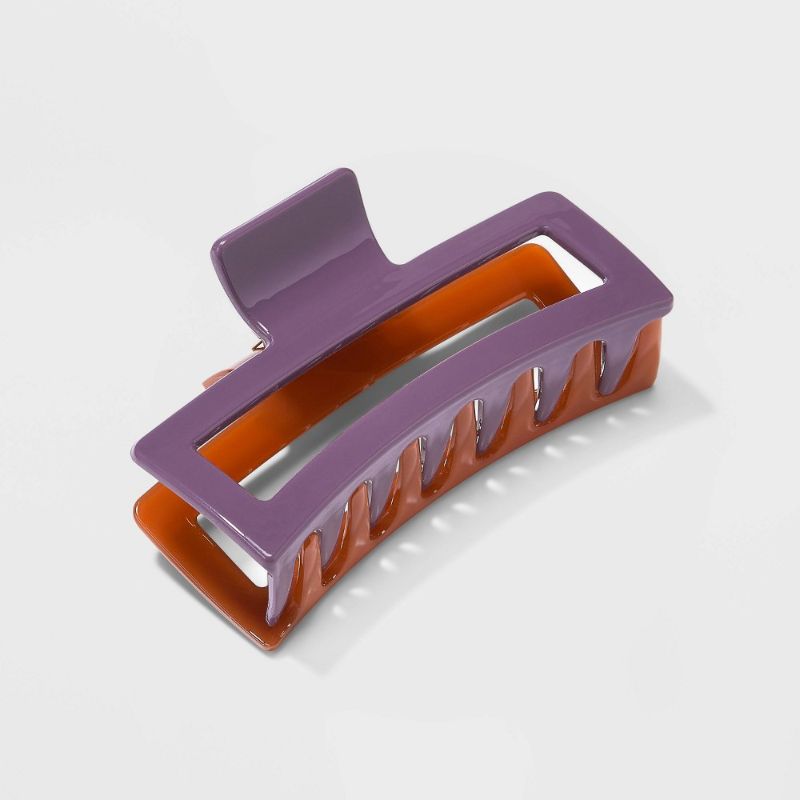 Photo 1 of Colorblocked Jumbo Rectangular Claw Hair Clip - Wild Fable™ Purple/Brown
