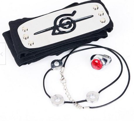 Photo 1 of 3Pcs/ set Anime Uchiha Itachi Pendant Necklace +Zhu Ring+Headband Cosplay Gift
